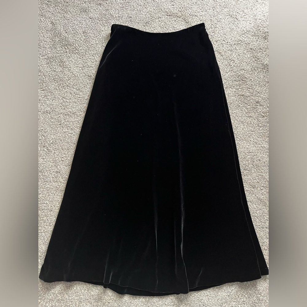 Vintage Lauren Ralph Lauren Black Velvet Equestrian Skirt (8)